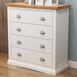 Cosenza 4 Drawer Off White Chest of Drawers with Chrome Cup Handles - Wilko - thumbnail 1