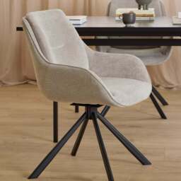 Florence Carrie Sand Swivel Dining Chair Set of 2 - Cream - Furniture To Go - Wilko - thumbnail 1