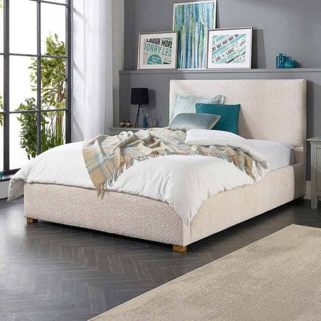 Aspire Double Cream Boucle Upholstered Garland Ottoman Bed Frame - Aspire Beds - Wilko - image 1