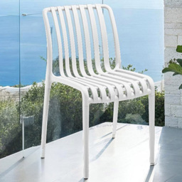 tectake Alcudia Set of 4 White Stackable Garden Chair - Size: 80.5 x 47 x 58cm - Wilko - thumbnail 1