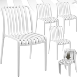 tectake Alcudia Set of 4 White Stackable Garden Chair - Size: 80.5 x 47 x 58cm - Wilko - thumbnail 3