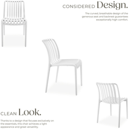tectake Alcudia Set of 4 White Stackable Garden Chair - Size: 80.5 x 47 x 58cm - Wilko - thumbnail 7