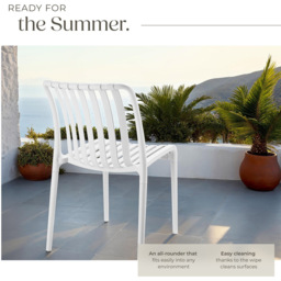 tectake Alcudia Set of 4 White Stackable Garden Chair - Size: 80.5 x 47 x 58cm - Wilko - thumbnail 5