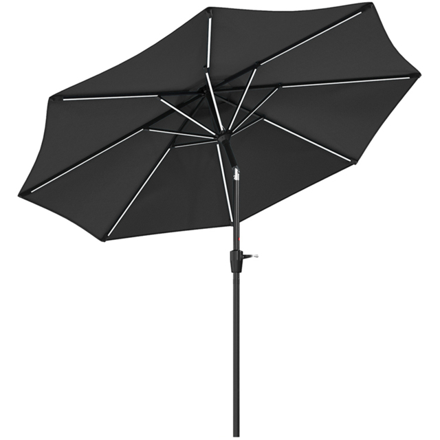 Living and Home Dark Grey Solar LED Crank and Tilt Parasol 3m - Wilko - image 1