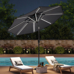 Living and Home Dark Grey Solar LED Crank and Tilt Parasol 3m - Wilko - thumbnail 3