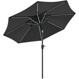 Living and Home Dark Grey Solar LED Crank and Tilt Parasol 3m - Wilko