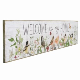 Welcome to My Home Floral Birds Sign - White - Wilko - thumbnail 3