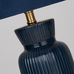 Lighting Collection Romero Blue Ceramic Table Lamp - Size: 30.5 x 23.5 x 23.5cm - Navy - Wilko - thumbnail 5