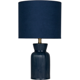Lighting Collection Romero Blue Ceramic Table Lamp - Size: 30.5 x 23.5 x 23.5cm - Navy - Wilko