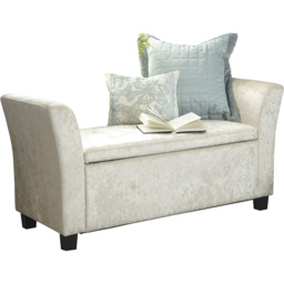 GFW Verona Crushed Velvet Upholstered Window Seat - Size: 41 x 107 x 56cm - Silver - Wilko - thumbnail 3
