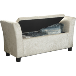 GFW Verona Crushed Velvet Upholstered Window Seat - Size: 41 x 107 x 56cm - Silver - Wilko - thumbnail 4