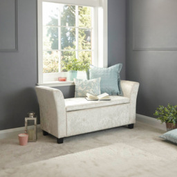 GFW Verona Crushed Velvet Upholstered Window Seat - Size: 41 x 107 x 56cm - Silver - Wilko - thumbnail 5
