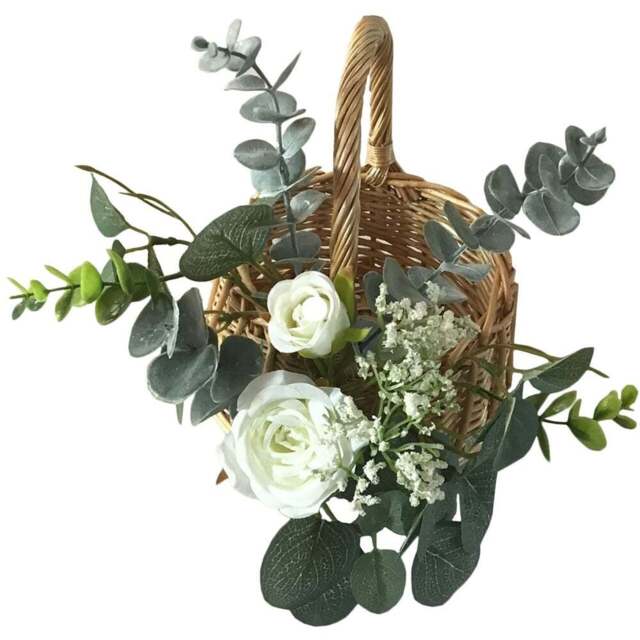 Artificial White Rose Natural Floral Basket - Size: 22 x 23.5 x 22 g - Wilko - image 1