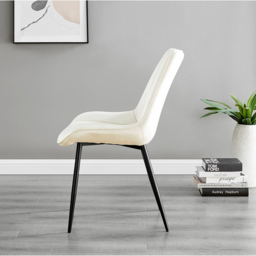 Furniturebox Arona Cesano Marble Effect 4 Seater Dining Set White Black and Cream - Wilko - thumbnail 5