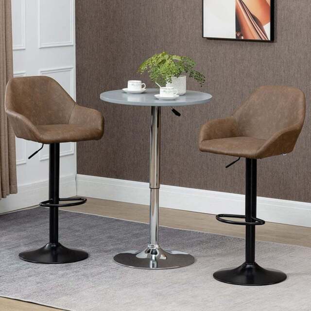 Portland Brown Height Adjustable Swivel Bar Stool Set of 2 - Wilko - image 1