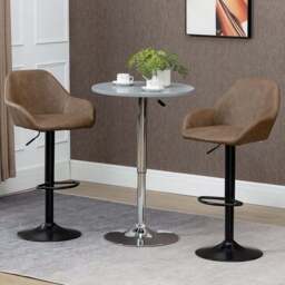 Portland Brown Height Adjustable Swivel Bar Stool Set of 2 - Wilko