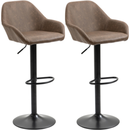 Portland Brown Height Adjustable Swivel Bar Stool Set of 2 - Wilko - thumbnail 3