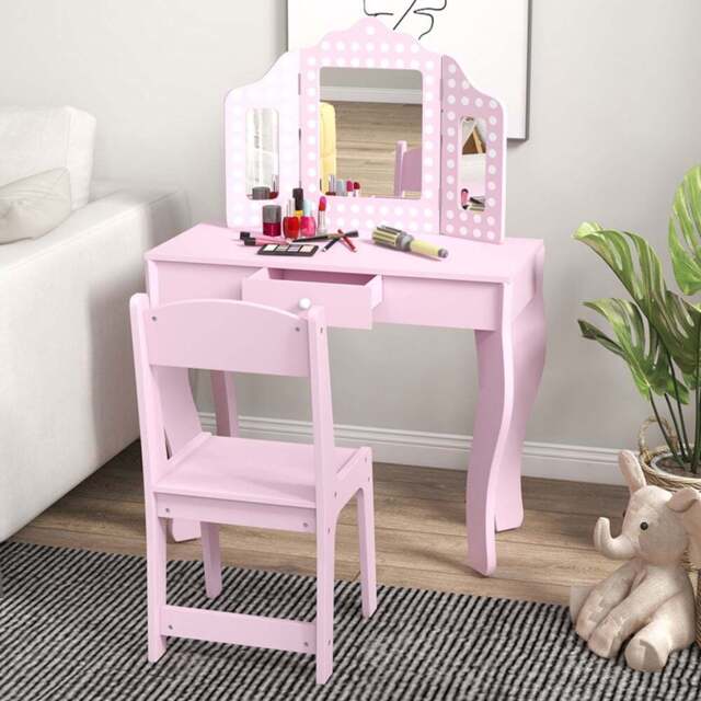 AIYAPLAY Kids Dressing Table Set - Pink - Wilko - image 1