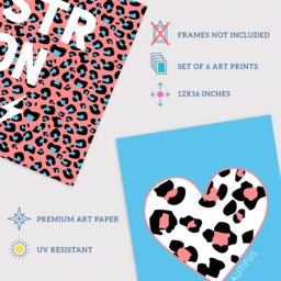 Wee Blue Coo Blue and Pink Leopard Pattern Bold Shapes Wall Art Print 30 x 41cm 6 Pack - Size: 40.5 x 30.5 x 0.3cm - Multi - Wilko - thumbnail 5