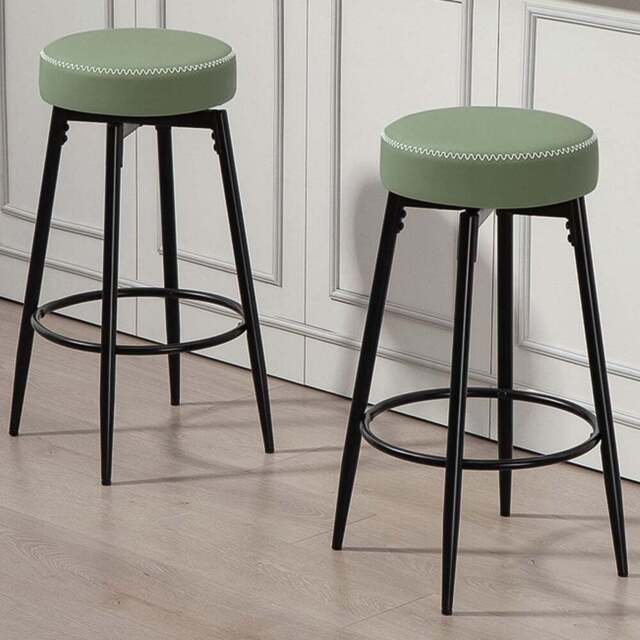 HOMCOM PU Leather Swivel Bar Stool with Footrest Set of 2 - Green - Wilko - image 1