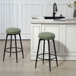 HOMCOM PU Leather Swivel Bar Stool with Footrest Set of 2 - Green - Wilko - thumbnail 4