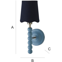 ValueLights Navy Linen Scallop Shade Blue Bobbin LED Wall Light with Bulb - Size: 35 x 12 x 16cm - Wilko - thumbnail 7