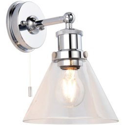 Merano Catanzaro Glass Chrome Plate Bathroom Wall Light - Size: 20.4 x 18.5 x 26cm - Silver - Wilko - thumbnail 4