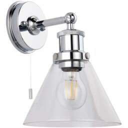 Merano Catanzaro Glass Chrome Plate Bathroom Wall Light - Size: 20.4 x 18.5 x 26cm - Silver - Wilko - thumbnail 1