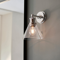 Merano Catanzaro Glass Chrome Plate Bathroom Wall Light - Size: 20.4 x 18.5 x 26cm - Silver - Wilko - thumbnail 3