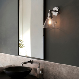 Merano Catanzaro Glass Chrome Plate Bathroom Wall Light - Size: 20.4 x 18.5 x 26cm - Silver - Wilko - thumbnail 7