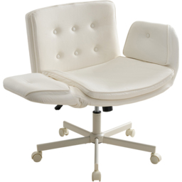Living and Home White Widened Seat Office Chair with Wheels - Size: 78 x 115 x 74cm - Beige - Wilko - thumbnail 5