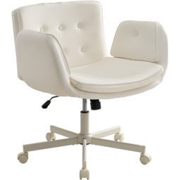 Living and Home White Widened Seat Office Chair with Wheels - Size: 78 x 115 x 74cm - Beige - Wilko - thumbnail 4