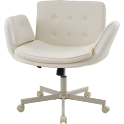 Living and Home White Widened Seat Office Chair with Wheels - Size: 78 x 115 x 74cm - Beige - Wilko - thumbnail 3