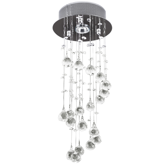 Portland Metal Crystal Ceiling Light - Size: 20 x 48cm - Silver - Wilko - image 1