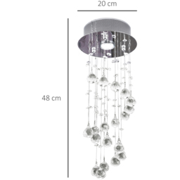 Portland Metal Crystal Ceiling Light - Size: 20 x 48cm - Silver - Wilko - thumbnail 7