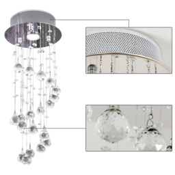Portland Metal Crystal Ceiling Light - Size: 20 x 48cm - Silver - Wilko - thumbnail 4
