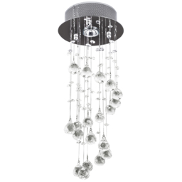 Portland Metal Crystal Ceiling Light - Size: 20 x 48cm - Silver - Wilko - thumbnail 1