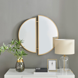 Furniturebox Helios Round Gold Metal Edge Split Wall Mirror 80 x 80cm - Wilko - thumbnail 3