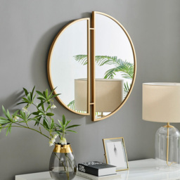 Furniturebox Helios Round Gold Metal Edge Split Wall Mirror 80 x 80cm - Wilko - thumbnail 7