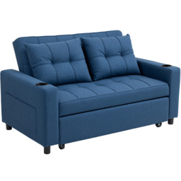 HOMCOM 2 Seater Dark Blue Pull Out Sofa Bed with Pockets - Wilko - thumbnail 3