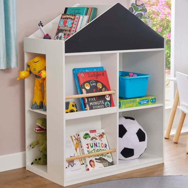 Liberty House Toys 10 Shelf Kids Blackboard Bookcase - Size: 39.5 x 72.5 x 96cm - White - Wilko - image 1