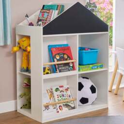 Liberty House Toys 10 Shelf Kids Blackboard Bookcase - Size: 39.5 x 72.5 x 96cm - White - Wilko - thumbnail 1