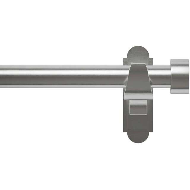 Rothley 71-120cm Brushed Stainless Extendable Stud Finials Curtain Pole - Silver - Wilko - image 1