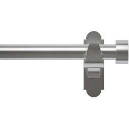Rothley 71-120cm Brushed Stainless Extendable Stud Finials Curtain Pole - Silver - Wilko