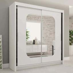Sliding Wardrobes 4U Marika 2 Door White Mirrored Wardrobe 150cm - Wilko - thumbnail 1