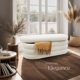 tectake Altu Cream Boucle Upholstered Bench with Storage - Size: 42 x 110 x 45cm - Wilko - thumbnail 7