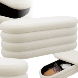 tectake Altu Cream Boucle Upholstered Bench with Storage - Size: 42 x 110 x 45cm - Wilko - thumbnail 3