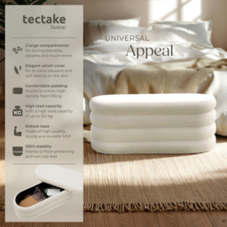 tectake Altu Cream Boucle Upholstered Bench with Storage - Size: 42 x 110 x 45cm - Wilko - thumbnail 5