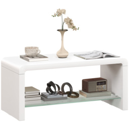 HOMCOM 2-TierHigh Gloss White Storage Coffee Table - Size: 45.0 cm x 45.0 cm x 100.0 cmcm - Clear - Wilko - thumbnail 3
