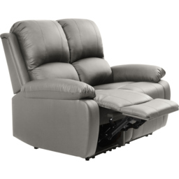 Brooklyn 2 Seater Light Grey Bonded Leather Manual Recliner Sofa - Wilko - thumbnail 3